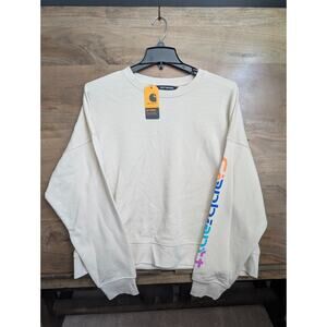 Carhartt TENCEL Fiber Series Sweatshirt Womens Size S Cream Loose Fit SMALL